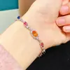 Pulsera de Zafiro de Color Natural Puro, Piedra Preciosa Grado 5A, Tamaño 4*6, 5.5*8mm Plata 925 Finamente Incrustada con Peso Pesado