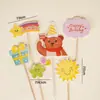 Decoraciones para pastel de cumpleaños de niños de moda roja te desean un feliz cumpleaños tarjeta de oso adorno para hornear