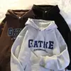 Moletom com Capuz Espesso Forrado com Lã Novo Outono e Inverno 2023 Masculino Estilo Japonês Casual Solto Casal Moda Versátil