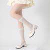 Botas Shangmian Miu Estilo Ballet Calcetines Primavera y Verano Delgados Rayas Verticales Look Adelgazante Calcetines de Felpa Estilo Japonés Niñas Color Puro Tubo Largo