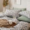 Estilo Ins Desenho Animado Algodão Tricotado Algodão Conjunto de Quatro Peças 100% Algodão Macio Ceroso Roupa de Cama para Dormir Nu Conjunto de Quatro Peças Capa de Edredom Lençol de Cama