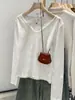 Capa base de punto con cuello en V para mujer, Estilo coreano de principios de otoño, Color liso, Diseño de nicho, Top casual suave y elegante