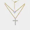 Aleación de Cobre BM Mismo Estilo Cadena de Clavícula con Cruz de Pedrería Accesorios para Mujer Corazón de Moco Nasal Superpuesto Cadena de Clavícula Lujo Ligero Nicho