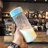Taza de Agua de Plástico Simple Estilo Coreano para Hombres y Mujeres Estudiantes Portátil a Prueba de Fugas Deportiva Pareja Creativa Fresca Transparente Casual