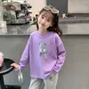 Camiseta de Manga Larga de Moda para Niña 2026 Primavera y Otoño Nueva Elegante Camiseta Infantil de Cuello Redondo Camiseta Básica de Algodón Puro para Niña Pequeña