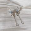 Aretes Largos de Borla de Mariposa de Cristal Azul Degradado "Mariposa Azul de Ensueño" Nicho Exquisito Viaje Hermosos Aretes para Mujer