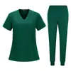 Ropa de Trabajo de Manga Corta Nueva Temu Estilo Europeo y Americano 95% Poliéster 5% Spandex Elástica Secado Rápido Uniformes para Enfermeras y Personal Médico