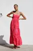 S32296 Comercio Exterior Europeo y Americano Ropa Transfronteriza para Mujer Amazon Rayas Posicionamiento Estampado Tirantes Espalda Descubierta Bolsillo con Solapa Vestido Pantalón para Mujer