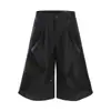 Pantalones de Verano 7/8 con Remaches y Pliegues, Pantalones Paracaídas Negros Holgados y Frescos para Hombre, Pantalones Acortados de Pierna Ancha