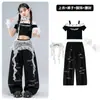 Fantasias de Dança Jazz Infantil Moda Crop Top Assimetria Roupas de Dança para Meninas Menina Jazz Passarela Street Dance Roupas Tendência Feminino