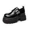 Moda de Primavera y Otoño Nuevo Estilo Británico Retro Zapatos Pequeños de Cuero para Mujer, Versátiles de Altura Creciente, Mocasines de Suela Gruesa con Tacón Grueso