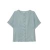Camiseta EVERTRUE para Mujer Verano 2024 Cuello Redondo Nuevo Estilo Coreano Manga Corta Burbuja Holgada Tencel 51393