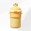 Vaso de Vidrio de Alta Apariencia para Niñas, Lindo Vaso con Popote 3D, Gran Capacidad, Botella de Agua Portátil Cruzada para Niños y Estudiantes