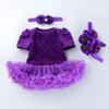 Cross-border Ins Mais Vendido Vestido Curto de Rosa Composta para Bebê de 0 a 2 Anos Sapatos de Vestir Roupa de Três Peças