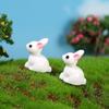 Adornos de Micro Paisaje, Conejos Blancos, Conejos, Orejas Pequeñas Snky, Adornos de Artesanía de Resina de Conejito, Exquisitos