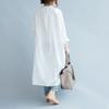 Otoño 2026 Nuevo Estilo Coreano Artístico Simple Camisa Larga con Abertura Lateral Cuello Redondo Camisa Vestido Abotonada