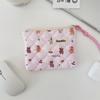43162 Bolsa Portátil de Algodão Acolchoada Floral Porta-Moedas Fofo e Macio Bolsa para Guardar Batom Bolsa de Cosméticos