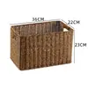 Cesta de almacenamiento de mimbre sintético ropa sucia juguetes bocadillos artículos varios cesta de almacenamiento tejida en bambú hogar sala de estar mueble de TV escritorio completo