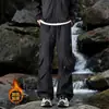 Pantalones impermeables forrados de polar para otoño e invierno, pantalones de trabajo rectos holgados de moda para hombre, pantalones casuales gruesos