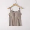 Dropshipping Primavera y Verano Nuevo Estilo Camisola de Base de Costilla Fina con Copas Integradas Color Sólido Ajuste Delgado Camiseta sin Mangas
