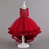 Vestido de Gala para Noche de Anfitriona para Niñas Vestido de Princesa de Tul Atuendo de Festival para Niños Vestido Voluminoso con Cola para Niña de las Flores