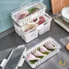 Caja de Almacenamiento para Refrigerador, Contenedor Sellado de Grado Alimenticio con Tapa, Portahuevos, Almacenamiento de Frutas, Caja Transparente con Drenaje y Conservación