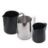 Acero Inoxidable Teflón Taza para Arte Latte Espejo Negro Taza para Espuma de Leche Café Arte Latte Cilindro Boca Puntiaguda Taza para Arte Latte Venta al por Mayor