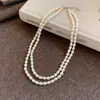 Collar de Perlas con Cuentas Retro Francés para Mujer Cadena de Clavícula de Moda para el Trabajo Joyería de Lujo Ligero con Sensación de Alta Gama Sentido del Diseño Joyería de Nicho