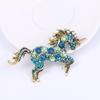 Broche de Unicornio de Cristal de Moda Electrochapado Oro Antiguo Vintage Broche de Animal Accesorio para Ropa de Mujer Pin Venta al por Mayor Accesorio para Cuello
