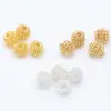 Banho de Ouro 14K Cor Fixa Estilo Coreano Bola de Lã Flor de Primavera Espaçador Vazado Contas Soltas Acessórios Pulseira DIY Miçangas Atacado