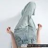 Calça Jeans de Cintura Alta Wide Leg com Strass Feminina Nova Coleção Primavera Verão 2024 Design Hot Drilling Senso de Design Calça de Pano Feminina Solta com Efeito Slim