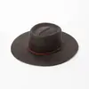 Sourcing Transfronterizo Europeo y Americano Moda Casual Cinturón de Cuero Repujado Hebilla Redonda Sombrero Fedora de Lana de Ala Ancha Estilo Retro Británico para Mujer