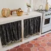 Cortina de gabinete pastoral estilo francés, cortina divisoria de cocina, cortina pequeña decorativa para casa de huéspedes, cortina de puerta para uso doméstico sin perforaciones