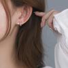 Recién Llegados Aretes Pequeños Exquisitos Aretes de Hebilla para Oreja de Zirconia para Mujer Aretes Compactos Chapados en Plata Esterlina Aretes Circulares Chapados en Oro Rosa