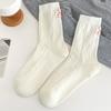 Calcetines blancos apilados para mujer, calcetines de primavera que combinan con todo, calcetines de tela para el talón, calcetines de tubo medio de estilo japonés, estilo coreano, estilo universitario, de moda ISN para mujer