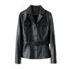 Chaqueta corta ajustada de alta gama para mujer, de piel de oveja auténtica de Haining, informal, primavera y otoño de 2025.
