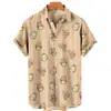 Camisa Nueva Europea y Americana Transfronteriza Pato Amarillo Impresión Digital 3D Casual Hawaiana de Manga Corta con Cuello