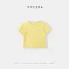 Camiseta de Manga Corta Infantil Dudu, Camiseta de Dibujos Animados Estilo Coreano para Niños, Top de Verano para Niñas, Color Sólido, Ropa Infantil Delgada de Moda