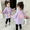 Camiseta de Manga Longa para Meninas, Moda Fashionável Primavera 2026, Top 100% Algodão para Menininhas, Camiseta Básica Infantil, Roupa de Primavera