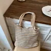 Bolso Tejido Rayado Transfronterizo para Mujer 2026 Primavera Nuevo Bolso Cubo de Hombro de Gran Capacidad Bolso de Playa Tejido Casual
