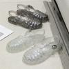 Novas sandálias romanas de cristal, sapatos com buracos, sandálias rasas e vazadas, sapatos romanos gelatinosos para primavera e verão, sandálias femininas