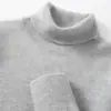 Suéter de cachemira de cuello alto para hombre, color liso, engrosado, adecuado para usar en capas, business casual, camiseta base de punto de corte holgado
