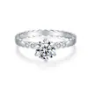 Anel de moissanita em formato de favo de mel, cor D, prata esterlina 925, seis garras, feminino, europeu e americano, simples, sofisticado, clássico, leve, luxuoso, para casamento, todos os tipos de combinações