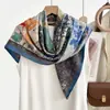 2026 Nuevo Primavera, Otoño, Invierno Cálido Bufanda Cuadrada de 90cm Bufanda Floral Estilo Coreano Calentador de Cuello de Terciopelo Chal para Mujer