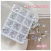 12 Caixas de Joias de Zircônia com Fundo Pontudo para Nail Art Brilho Fundo Coração Quadrado Gordo Ovo de Pombo Longo Formato de Ângulo Reto Diamante Grande