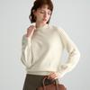 [100% Lana] Otoño e Invierno 2025 Suéter de Punto para Mujer con Cuello de Tortuga Medio y Adornos de Perlas, Suéter de Lana para Mujer