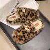 2026 Novos Sapatos Femininos Simples Retrô com Estampa de Leopardo para Outono e Inverno, Forrados com Lã, Quentes, Sola Grossa, Sapatos Femininos de Pelo, Sapatos Fechados de Algodão Peludo