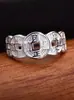 Anillo Abierto de Plata de Ley S925 Moneda de los Cinco Emperadores Hombres y Mujeres Dominante Retro Anillo de Dedo Índice Dinero Viejo Joyería de Regalo