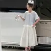 Vestido de Verano para Niñas 2026 Nuevo Modelo para Niñas Mayores, Conjunto de Dos Piezas con Falda de Tres Cuartos y Mangas Cortas, Vestido de Princesa para Niñas