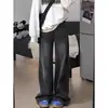 Jeans Rectos Negro Gris Mujer Primavera Nuevo Cuerpo Pera Sueltos Adelgazantes Cintura Alta Caída Pierna Ancha Pantalones Largos